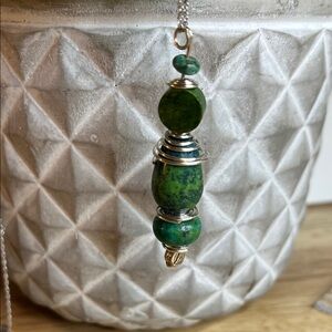 Natural Chrysocolla and Gaspeite Pendant